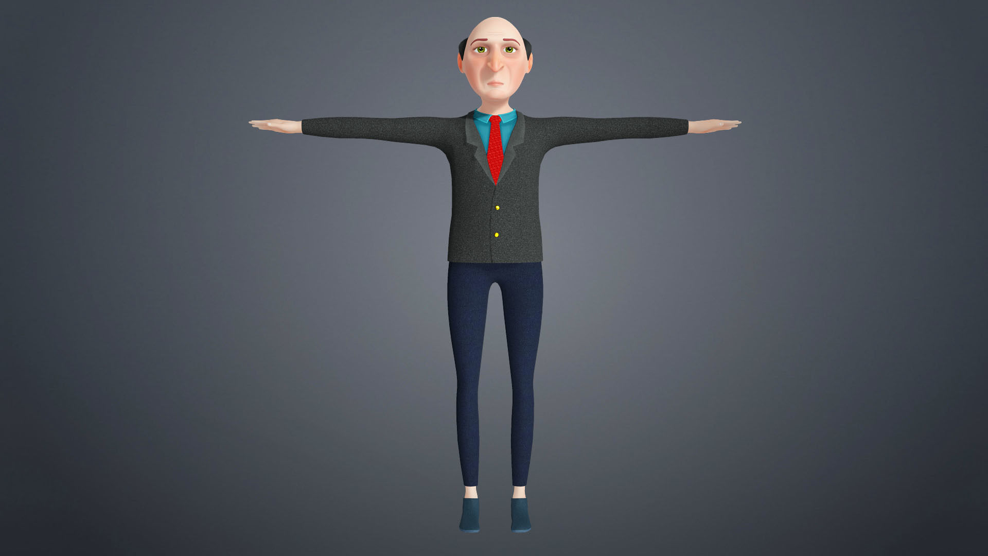 Cartoon Old Man Rigged Character Businessman Boss 3D model_19