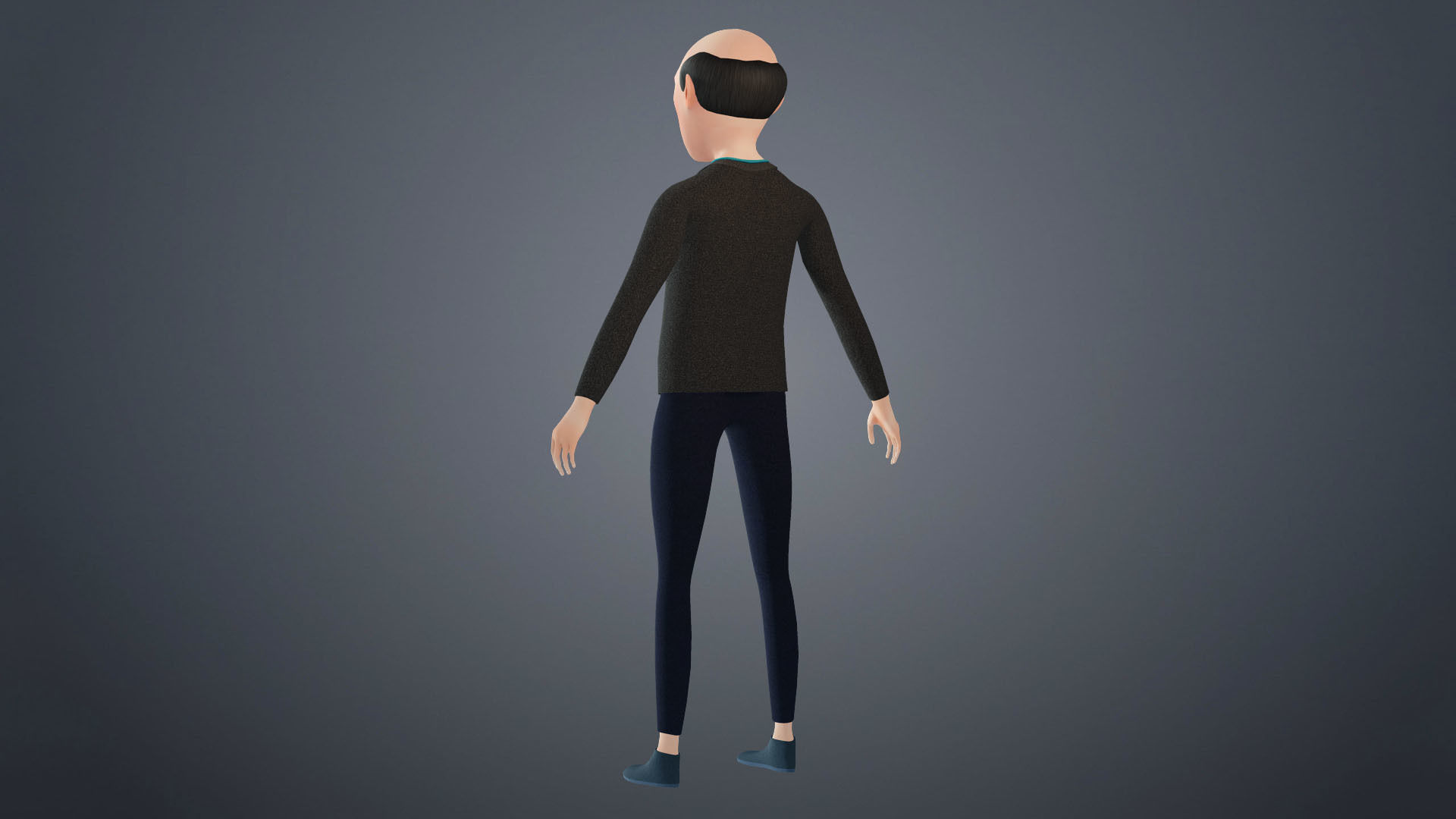 Cartoon Old Man Rigged Character Businessman Boss 3D model_24