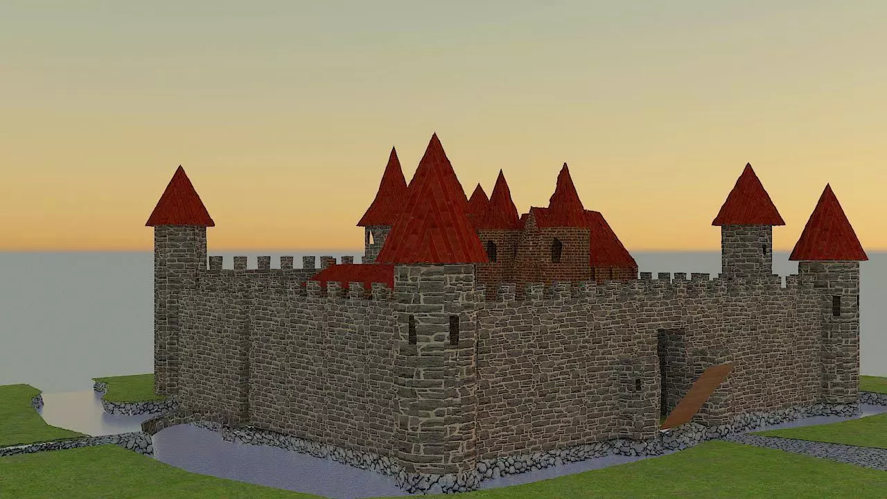 Black Stone Fort Free low-poly 3D model