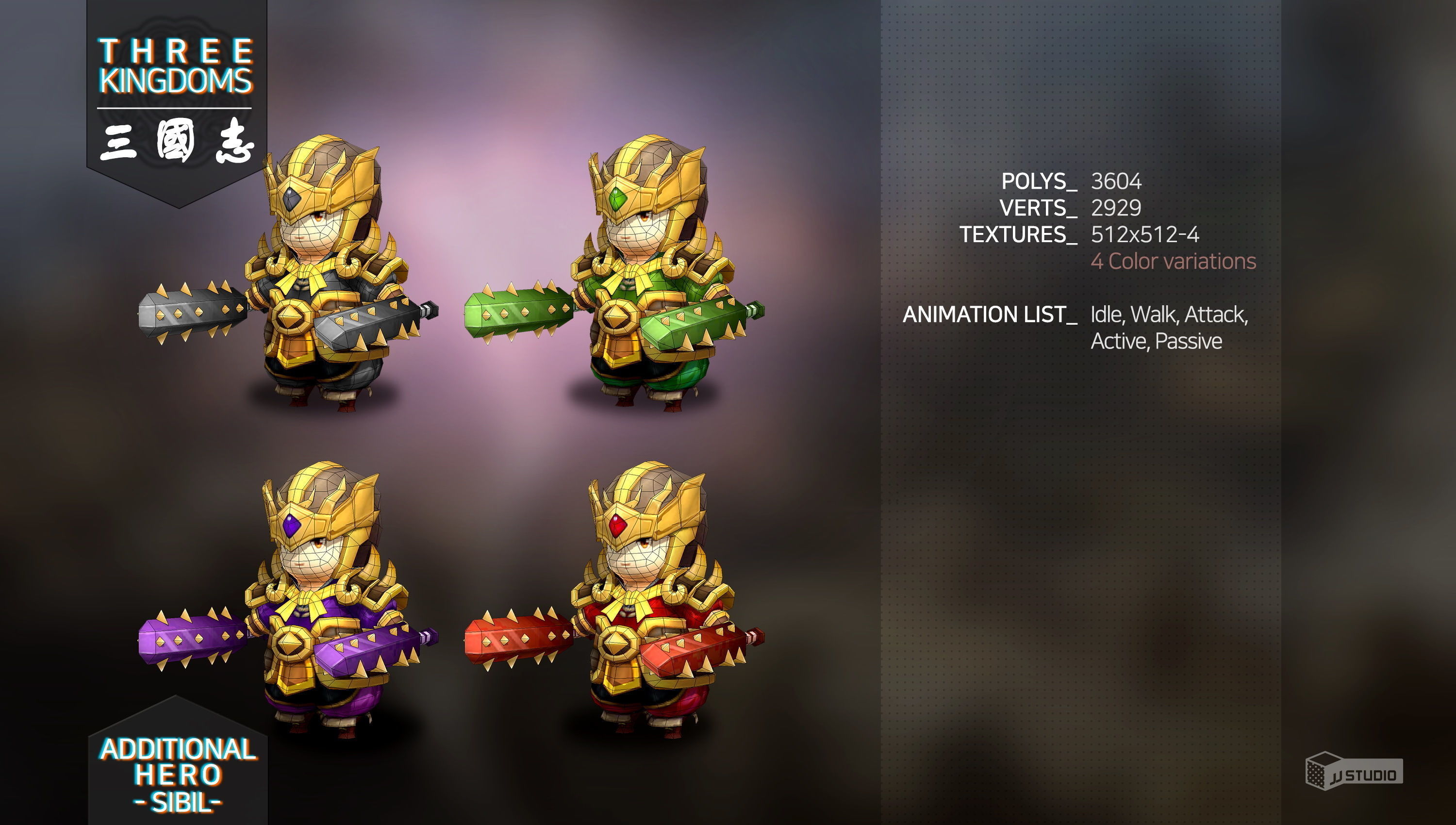 Three kingdoms - Additional Hero Sibil Low-poly 3D model_2