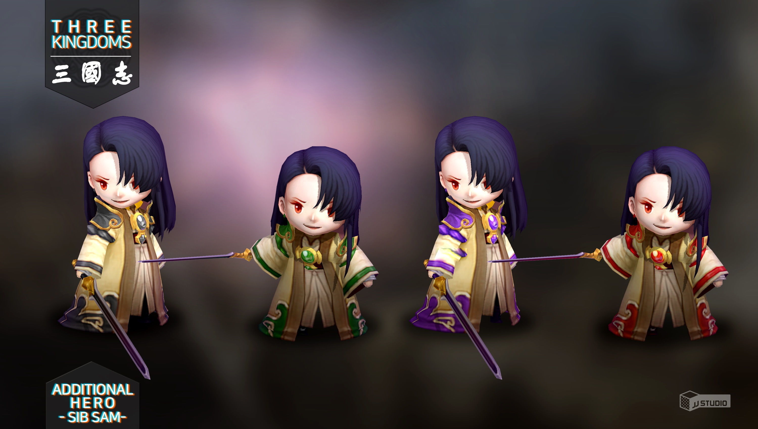 Three kingdoms - Additional Hero Sib Sam Low-poly 3D model_3