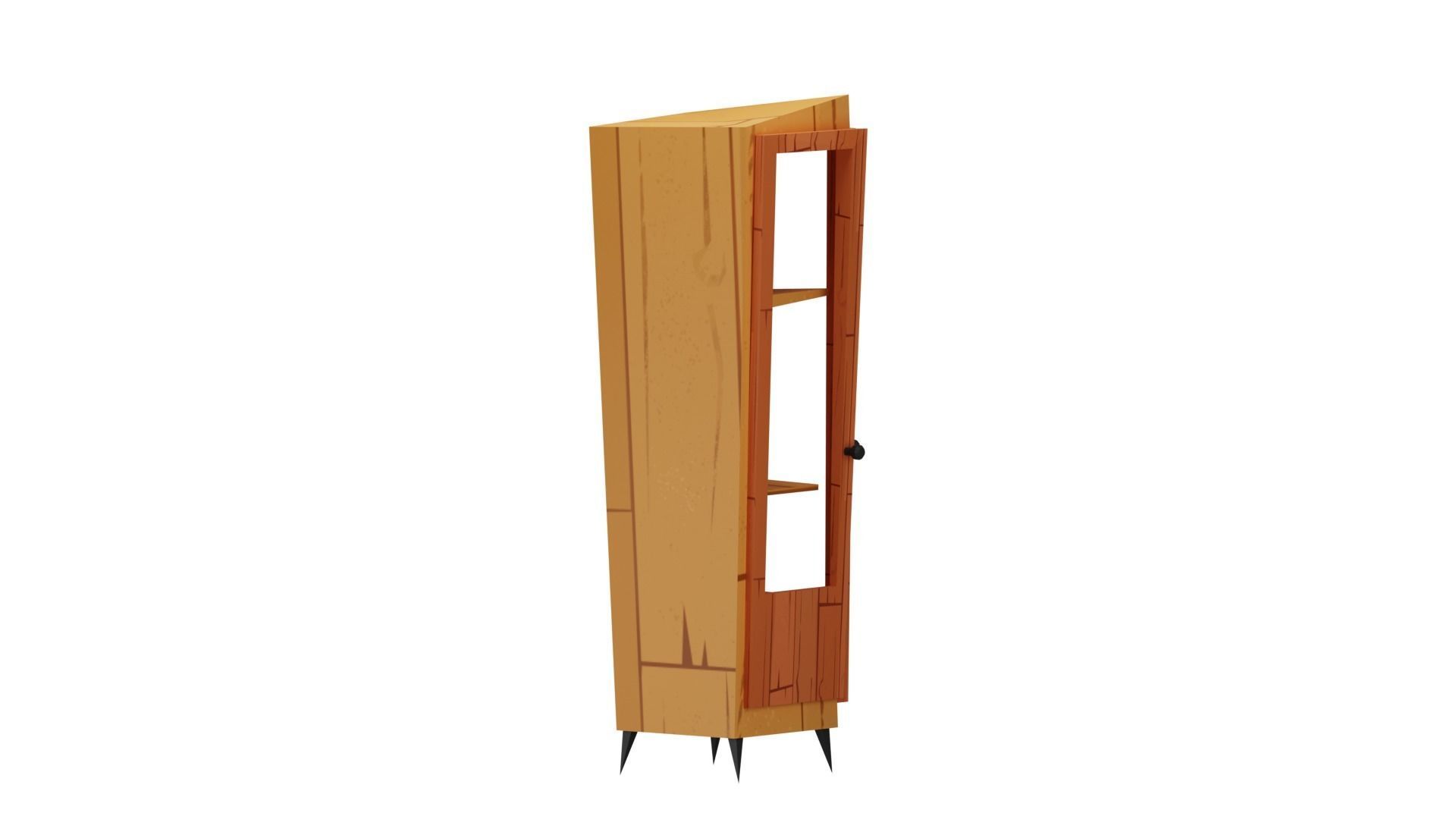 Stylized wooden cabinet low-poly game ready with textures Low-poly 3D model_2