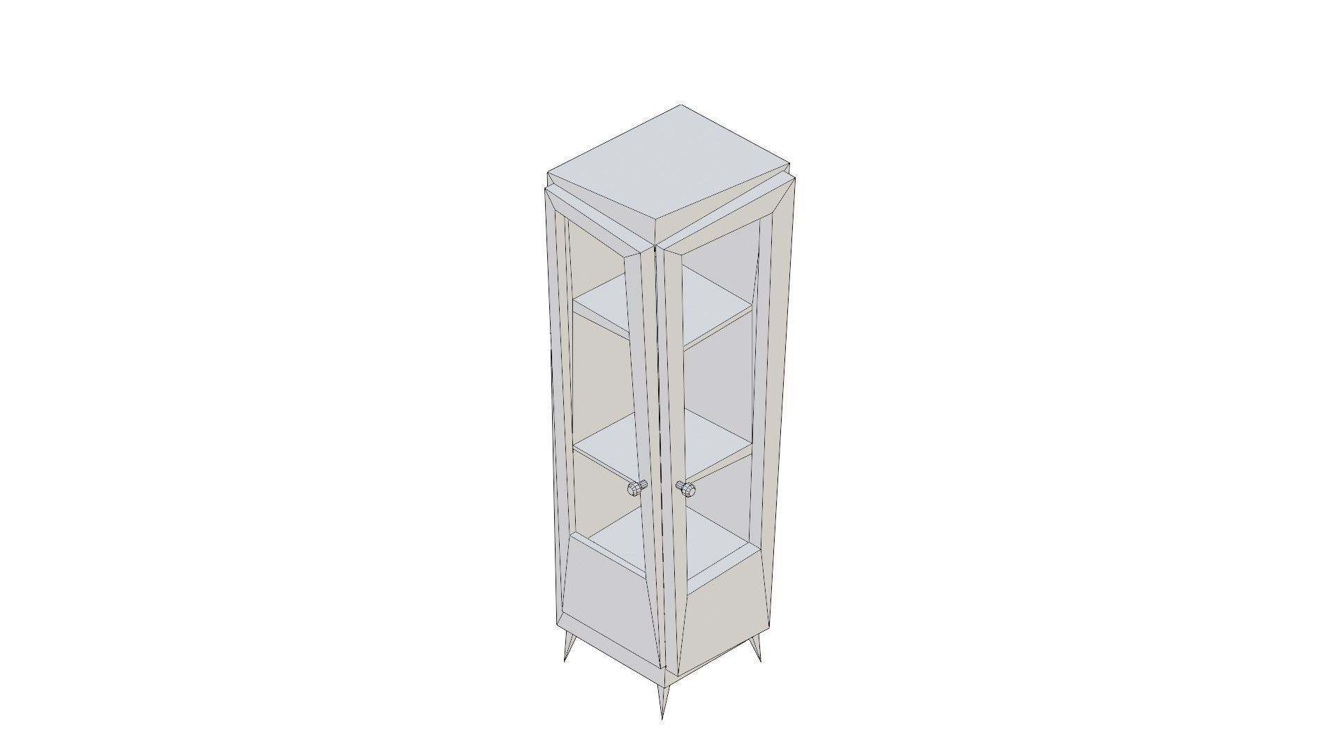 Stylized wooden cabinet low-poly game ready with textures Low-poly 3D model_5
