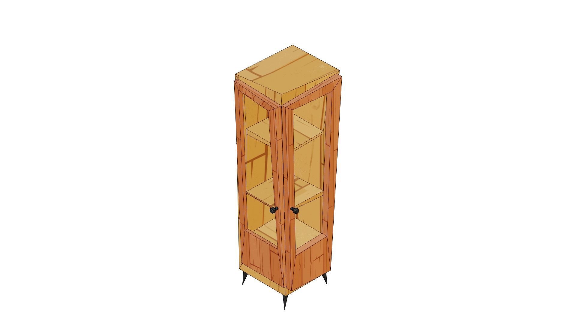 Stylized wooden cabinet low-poly game ready with textures Low-poly 3D model_4