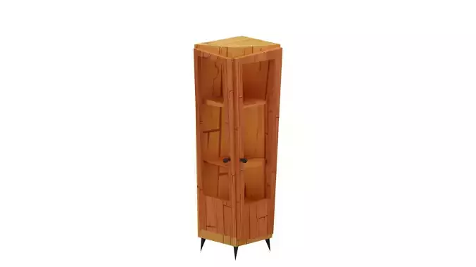 Stylized wooden cabinet low-poly game ready with textures