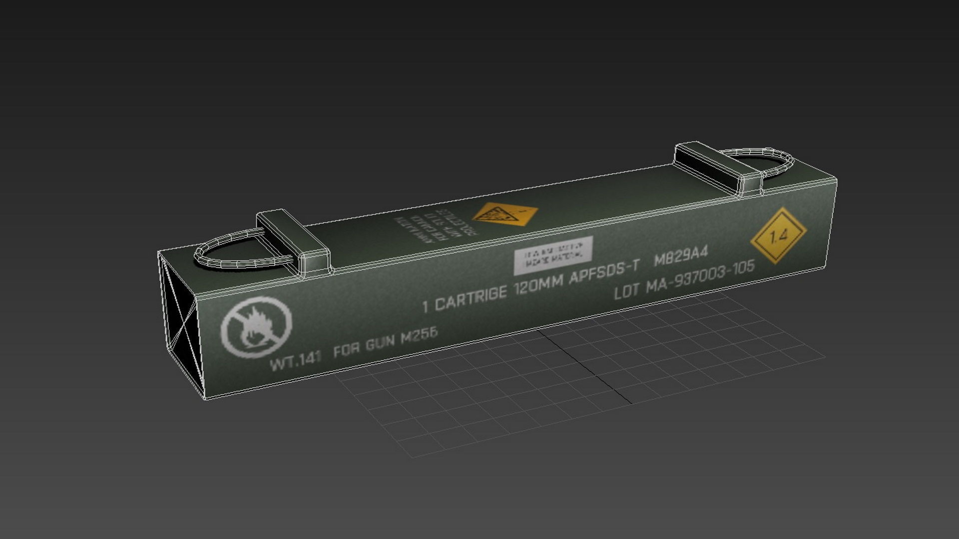 Ammo box tank shell 120mm Low-poly 3D model_6