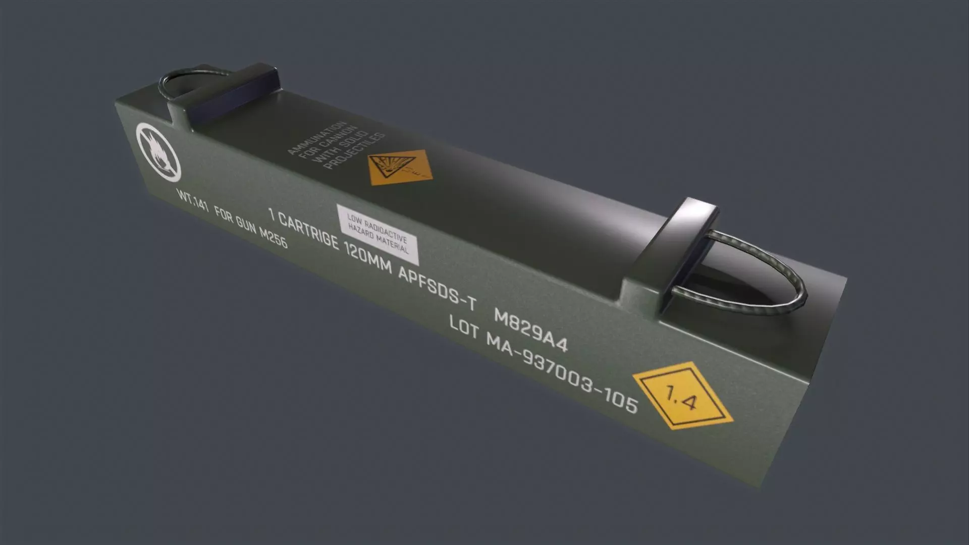Ammo box tank shell 120mm Low-poly 3D model_0