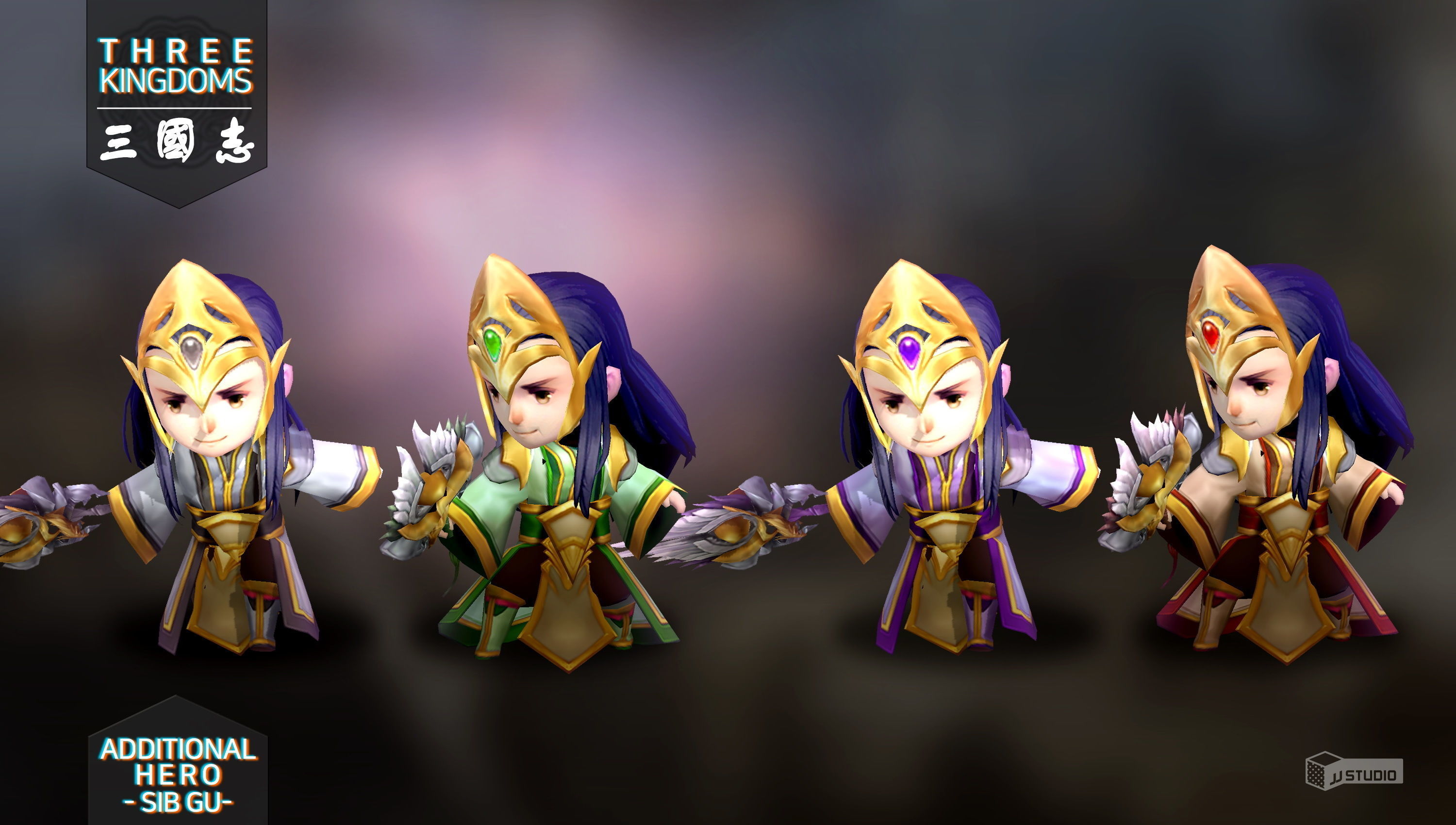 Three kingdoms - Additional Hero Sib Gu Low-poly 3D model_3