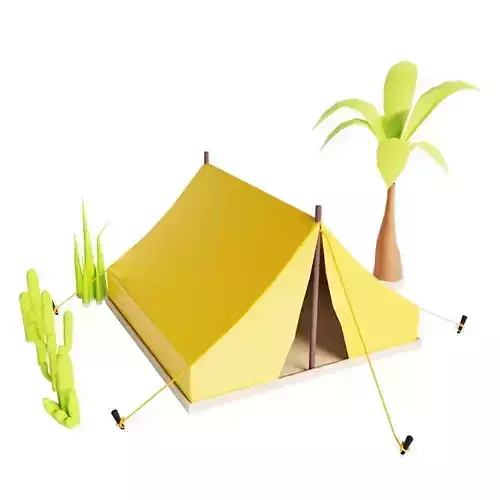 Tent  lowpoly cartoon  3d model 
