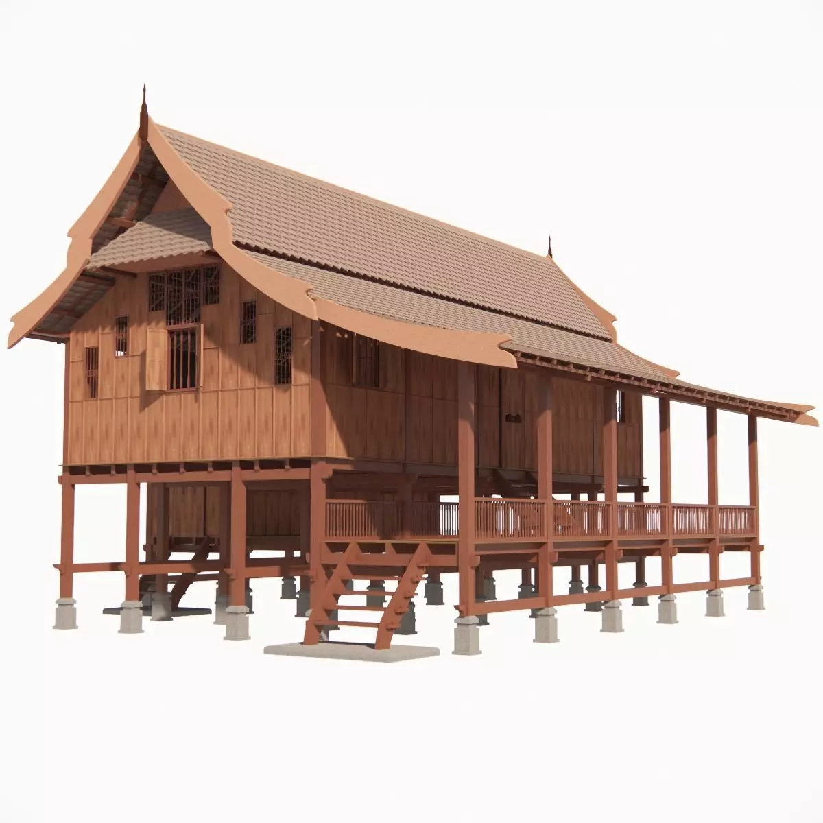 Traditional Rumah Terengganu Malay Heritage House 3D model