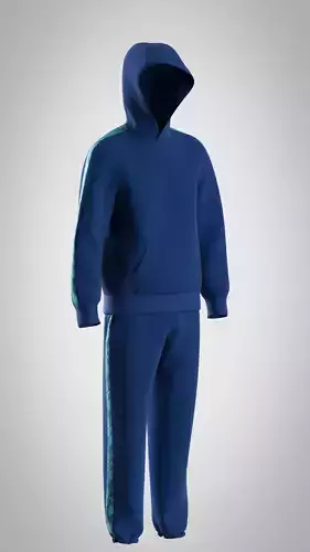 Mens Cut and Sew Hoodie and Sweat Pant Low-poly 3D model
