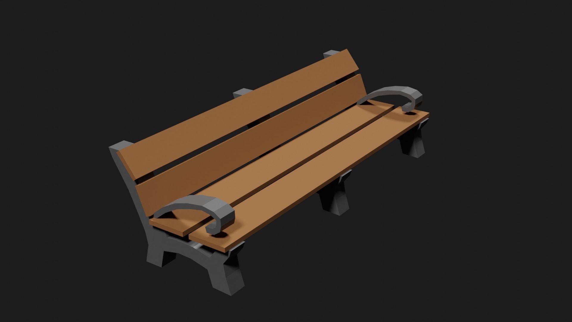 Lowpoly Park Bench Low-poly 3D model_24