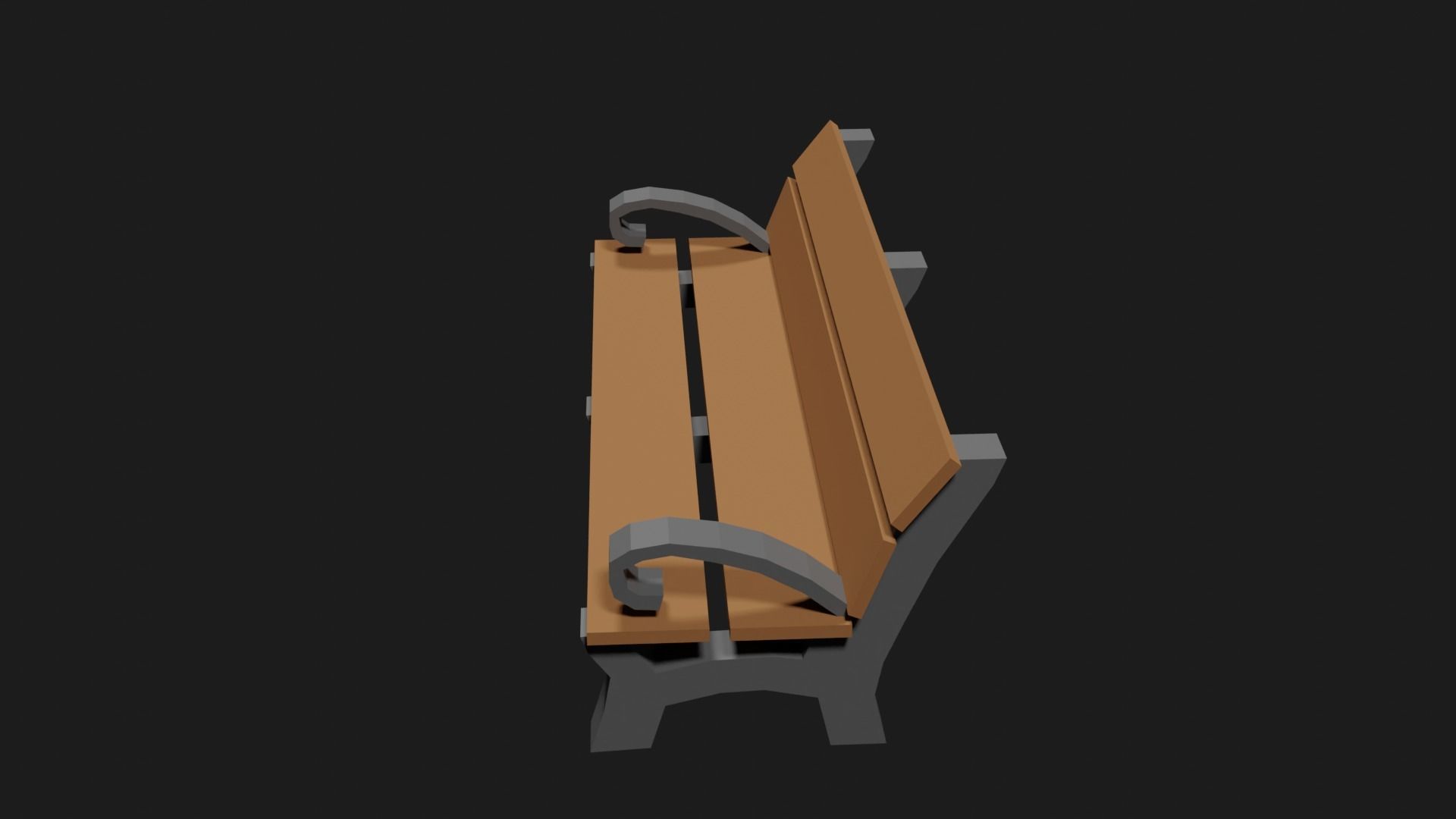 Lowpoly Park Bench Low-poly 3D model_6