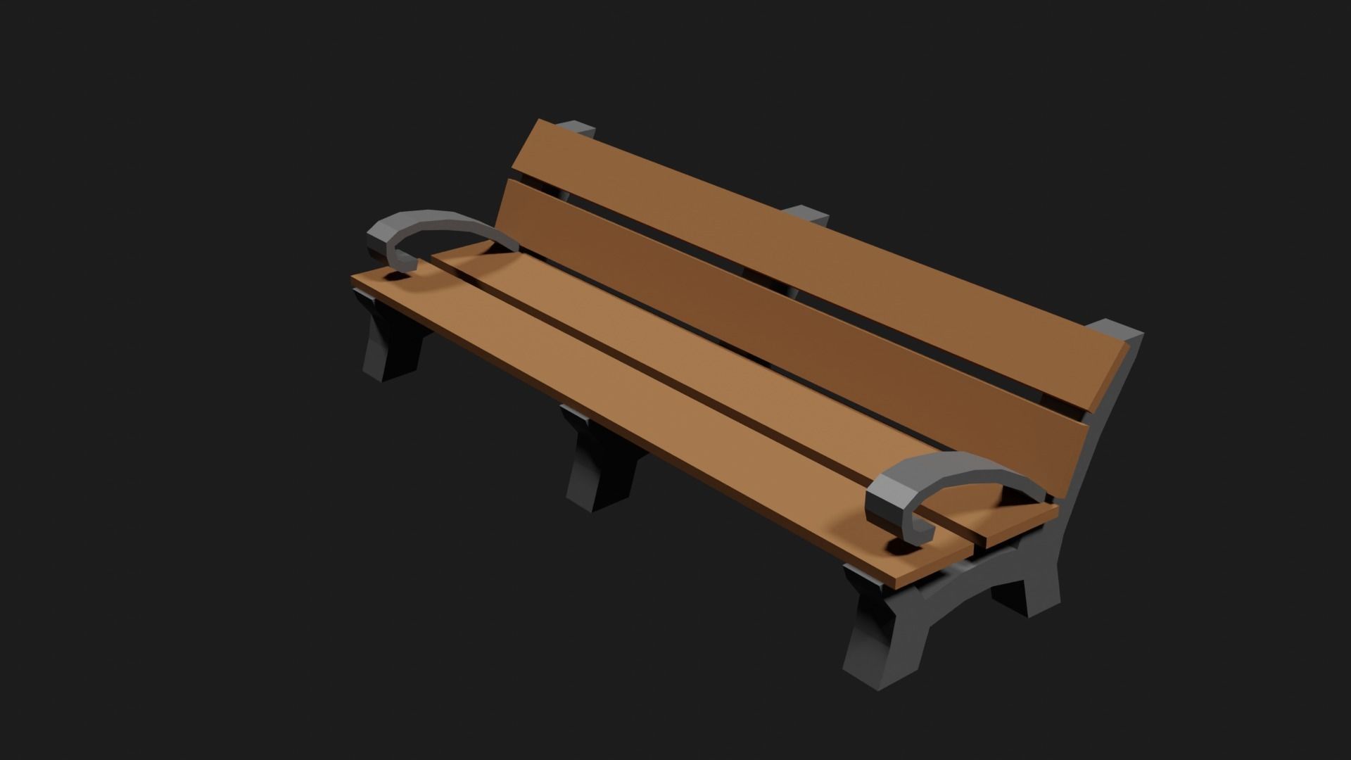 Lowpoly Park Bench Low-poly 3D model_3