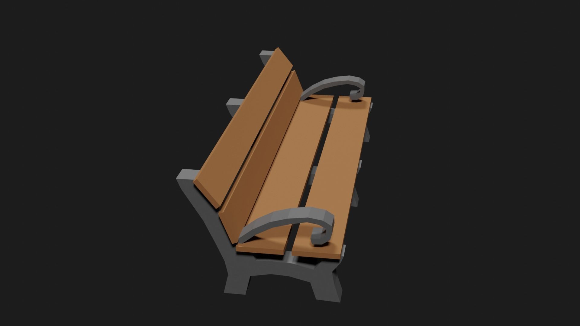 Lowpoly Park Bench Low-poly 3D model_22
