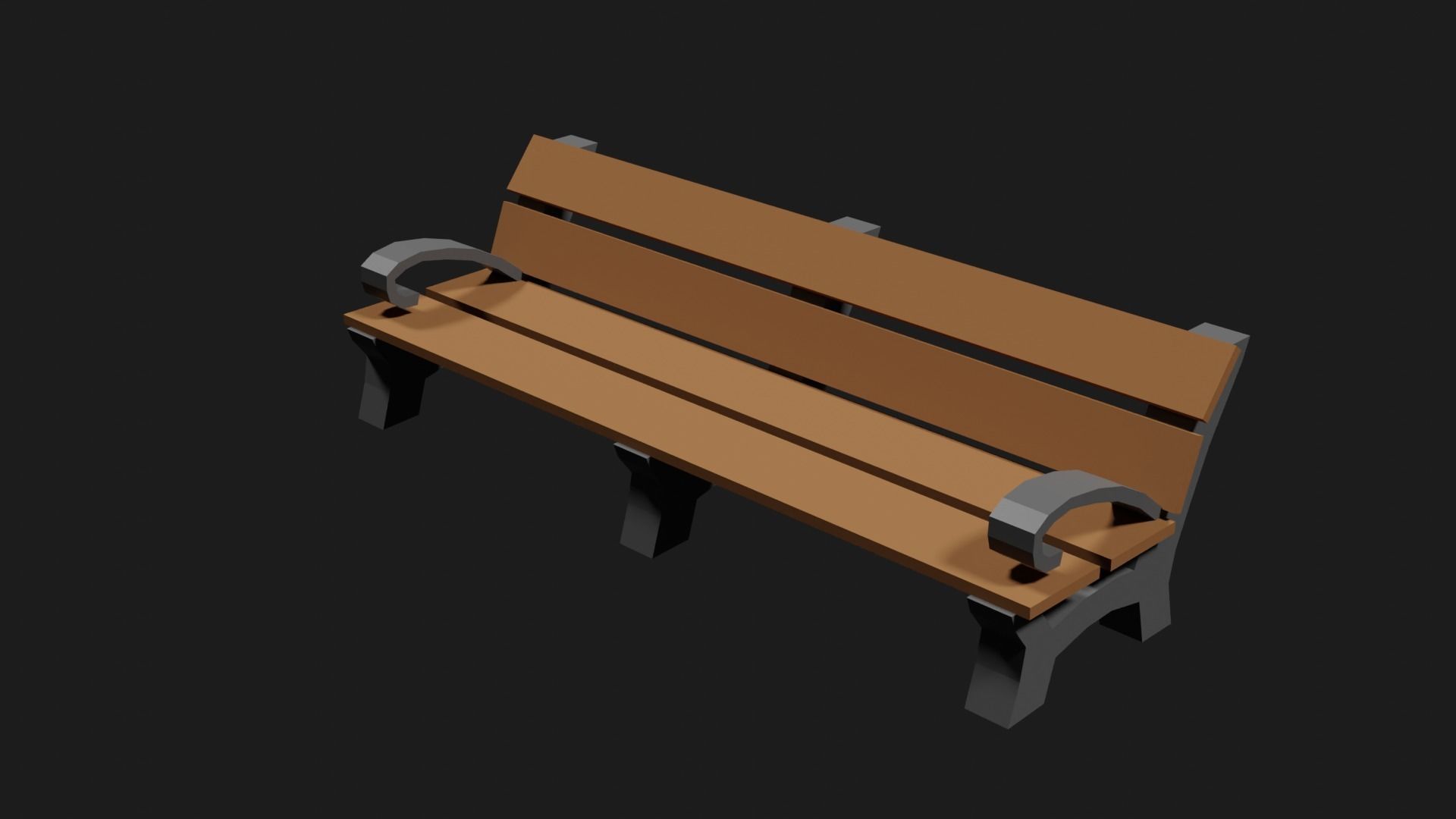 Lowpoly Park Bench Low-poly 3D model_2