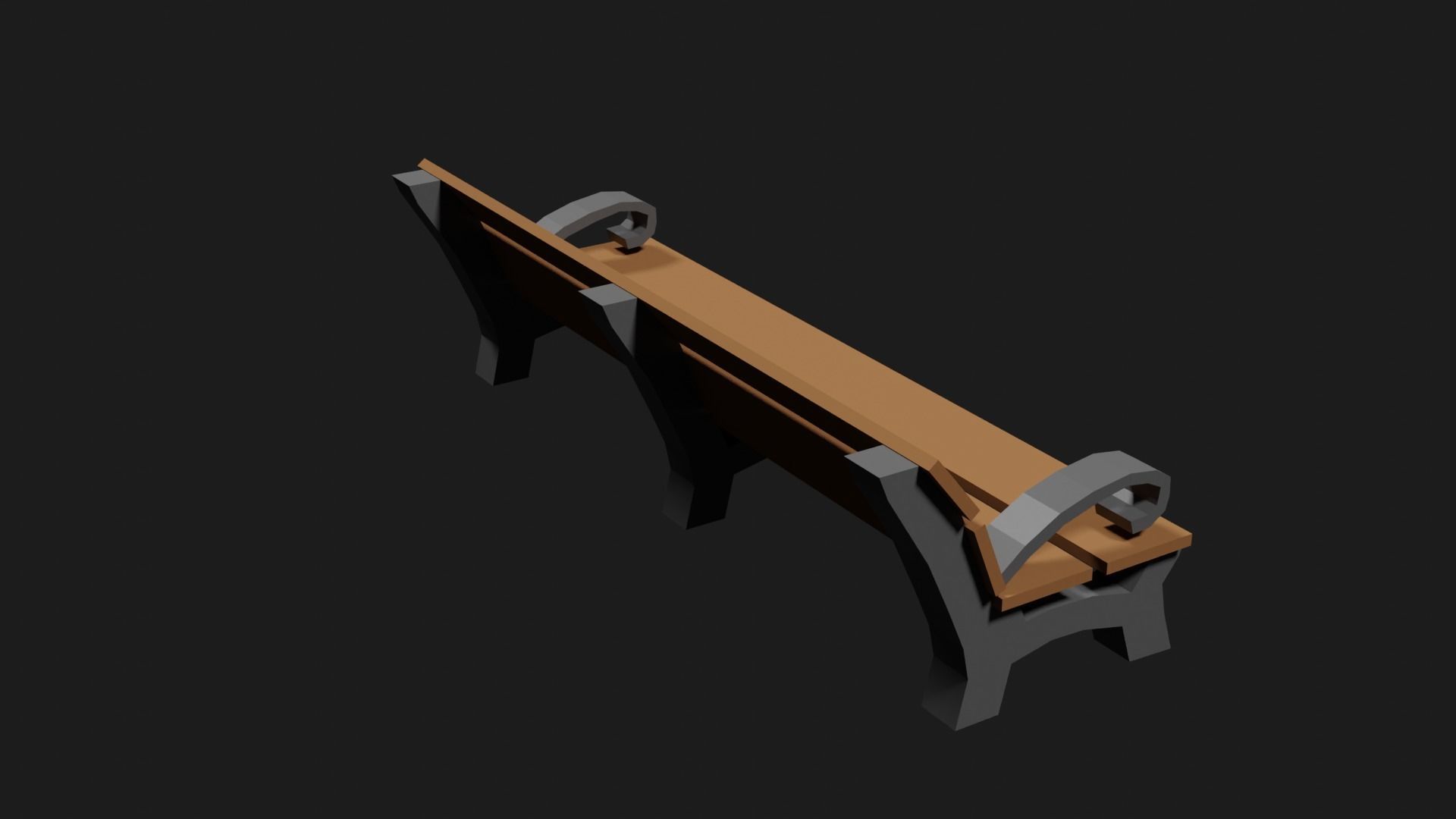 Lowpoly Park Bench Low-poly 3D model_18