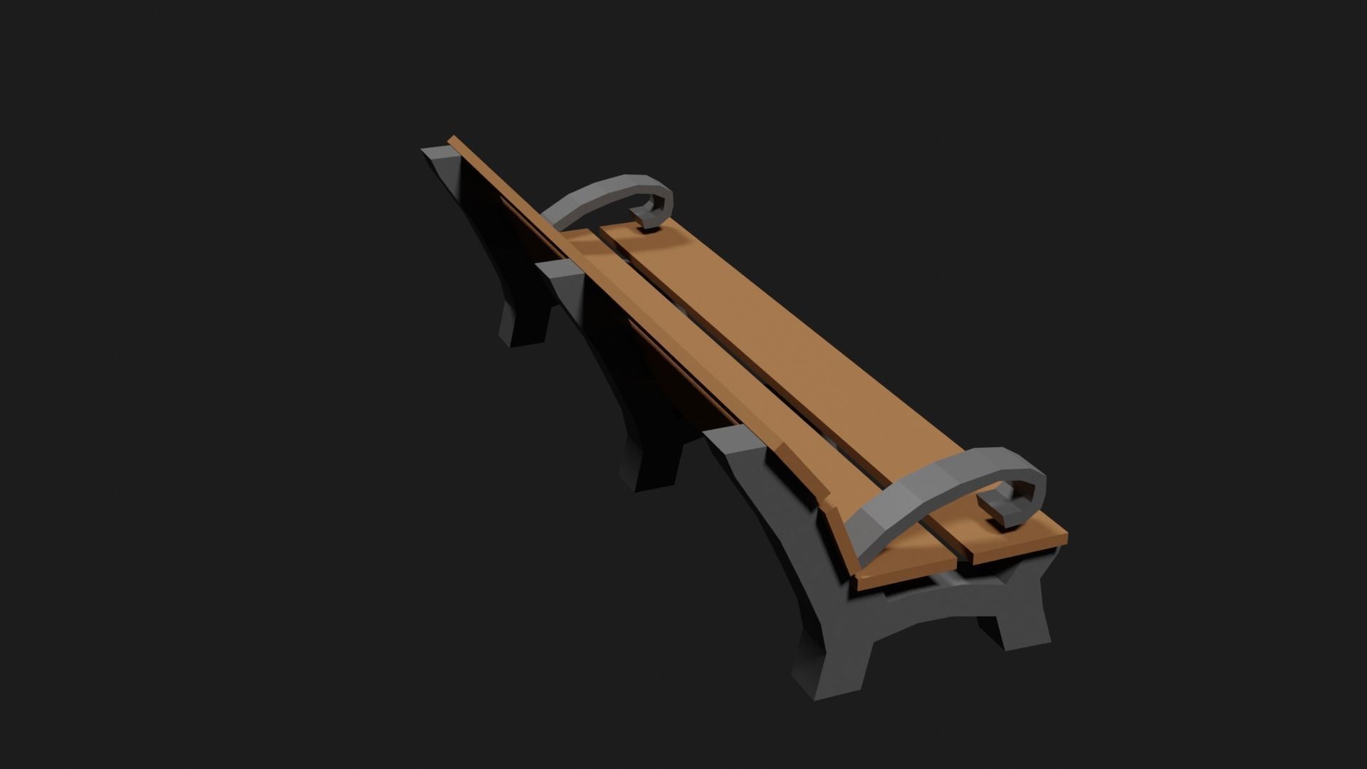 Lowpoly Park Bench Low-poly 3D model_19