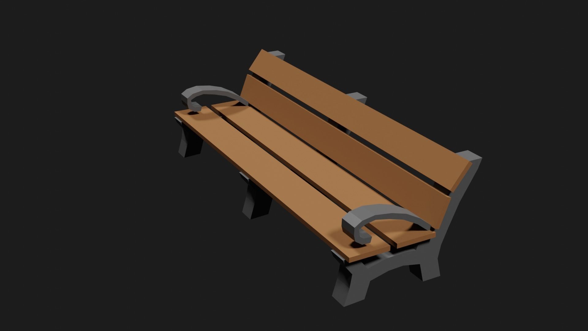 Lowpoly Park Bench Low-poly 3D model_4