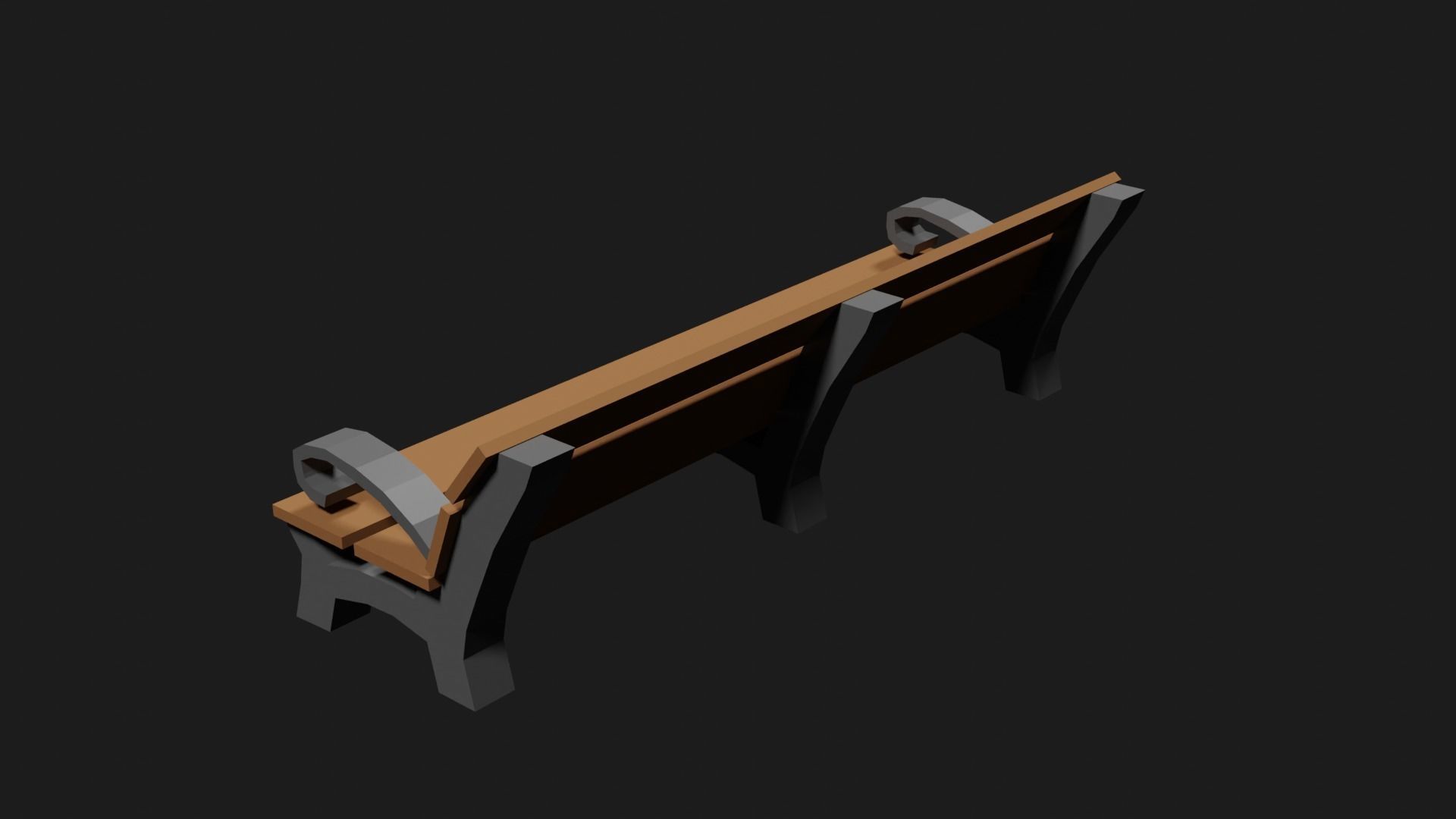 Lowpoly Park Bench Low-poly 3D model_9