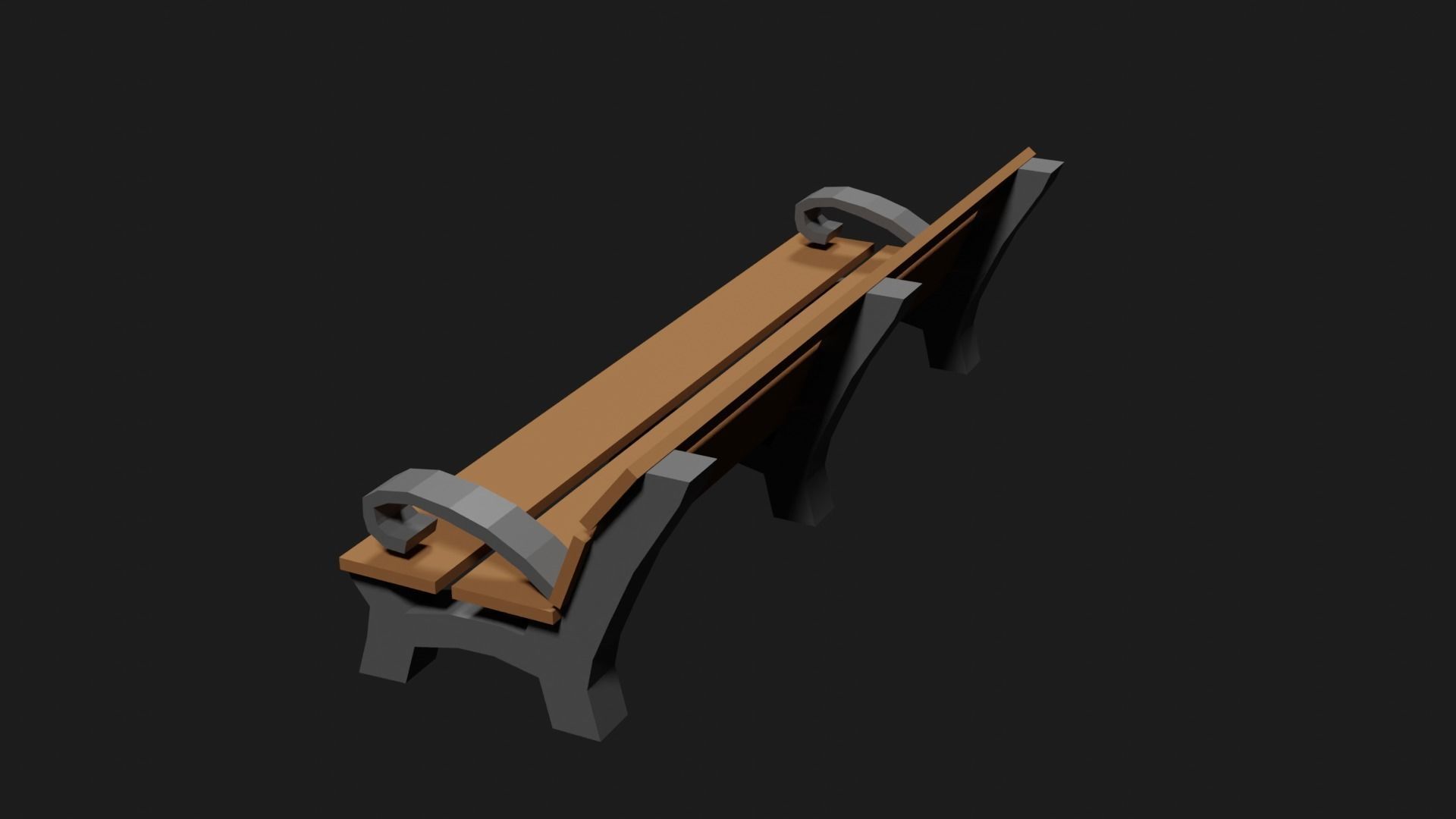 Lowpoly Park Bench Low-poly 3D model_8