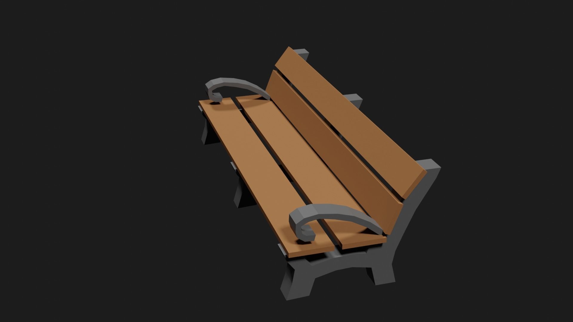 Lowpoly Park Bench Low-poly 3D model_5