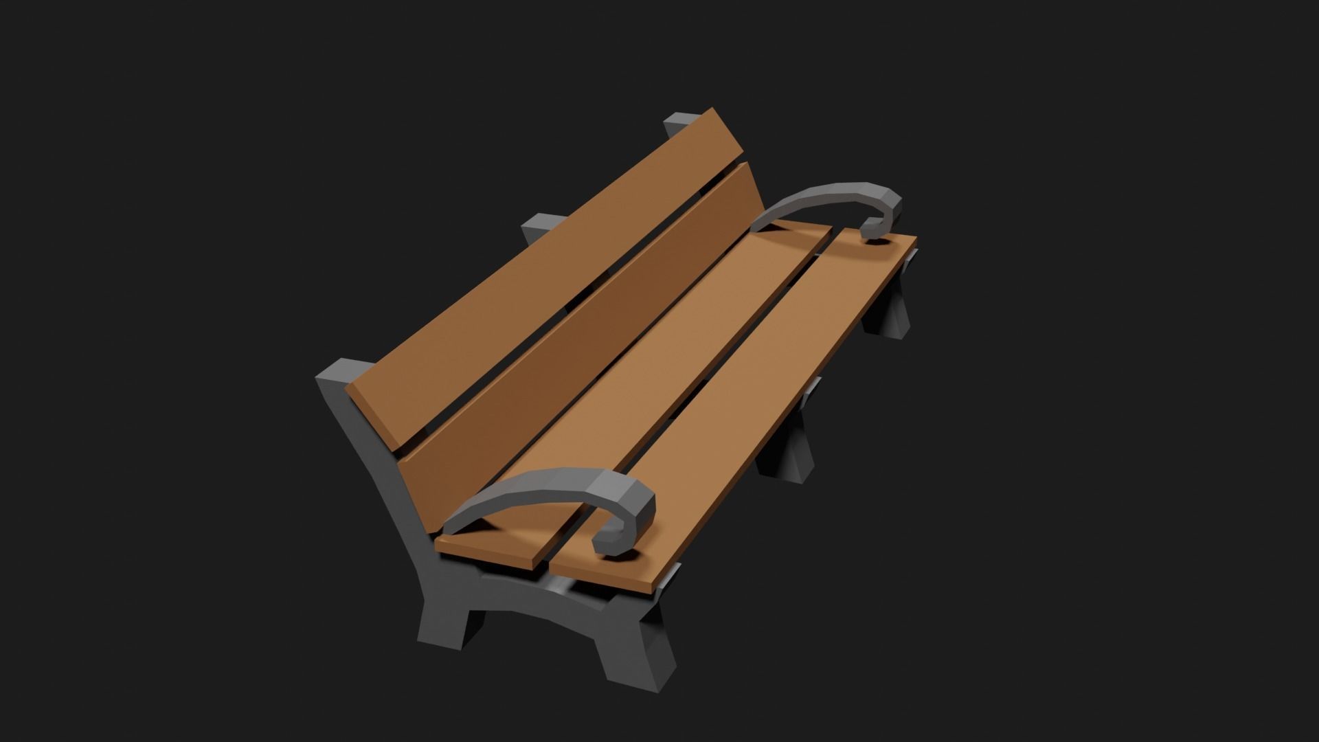 Lowpoly Park Bench Low-poly 3D model_23