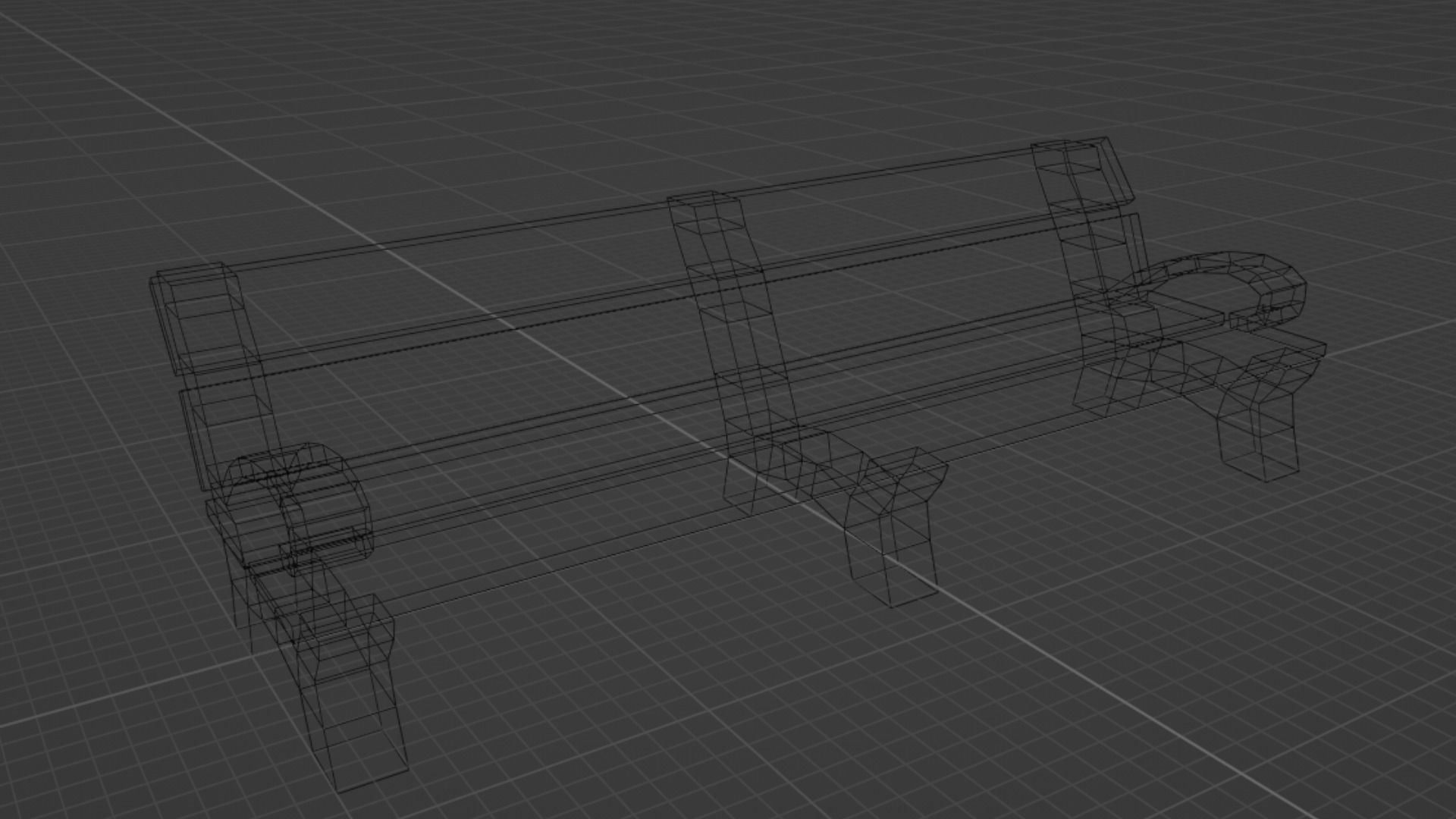 Lowpoly Park Bench Low-poly 3D model_32