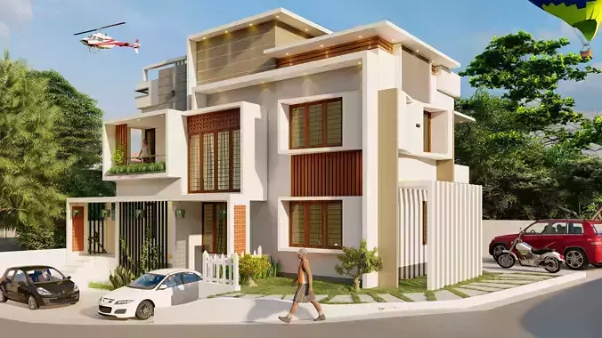 Two storeyed building 3D model 3D model