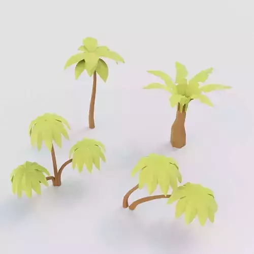 Beach Trees lowpoly toon 3d model 1