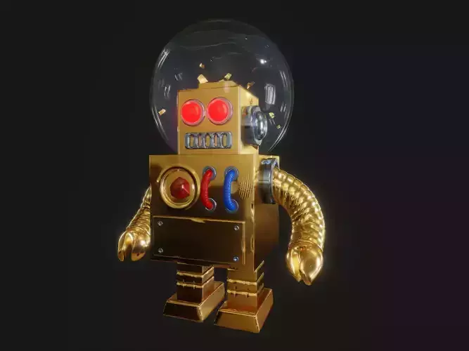 Golden robot 3D model