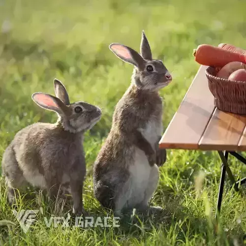 Japanese hare Animated VFX Grace 3D model