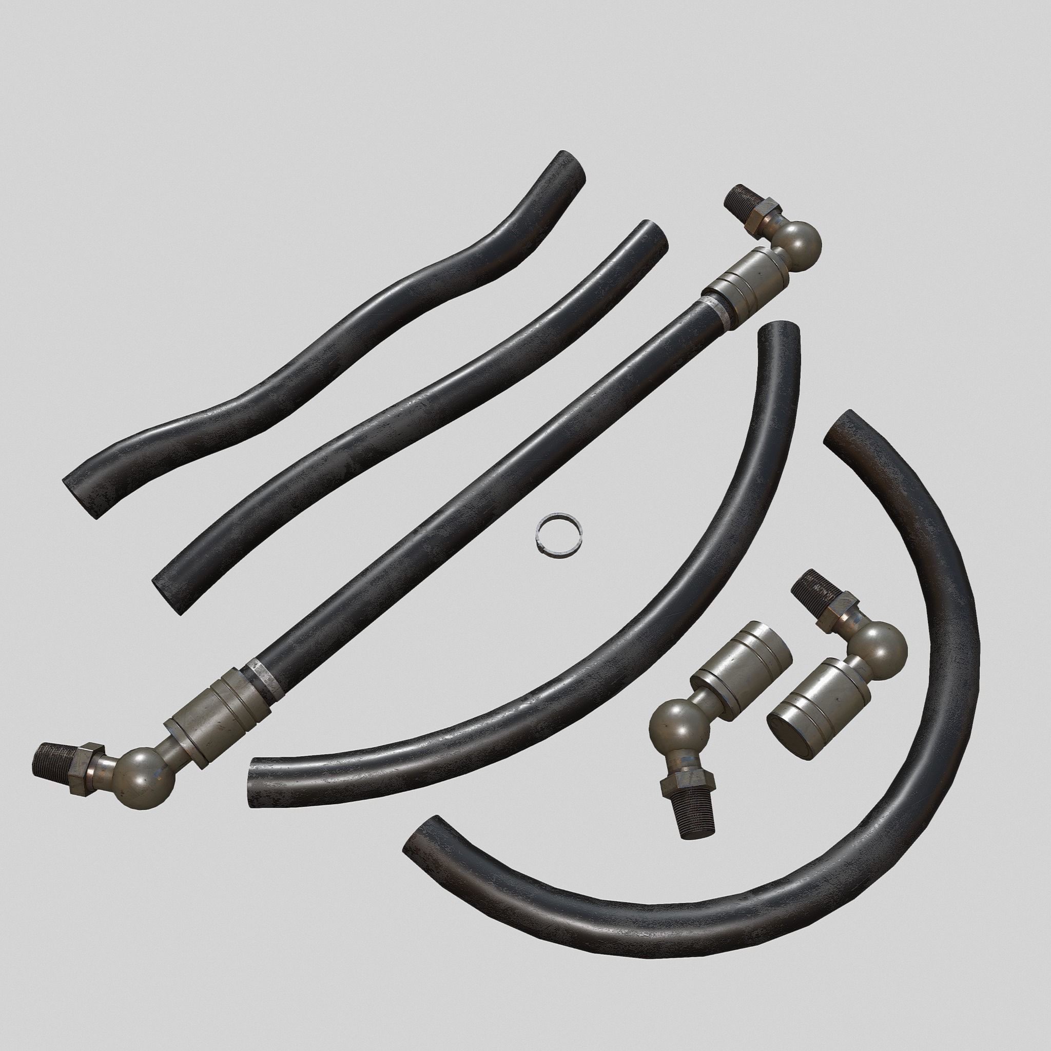 Hydraulic pipeline rubber 3D model_2