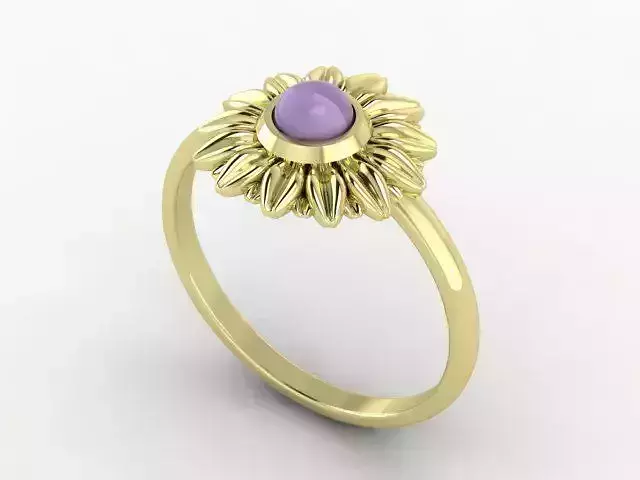 Ring with Chamomile this  3D model for print or for cnc 