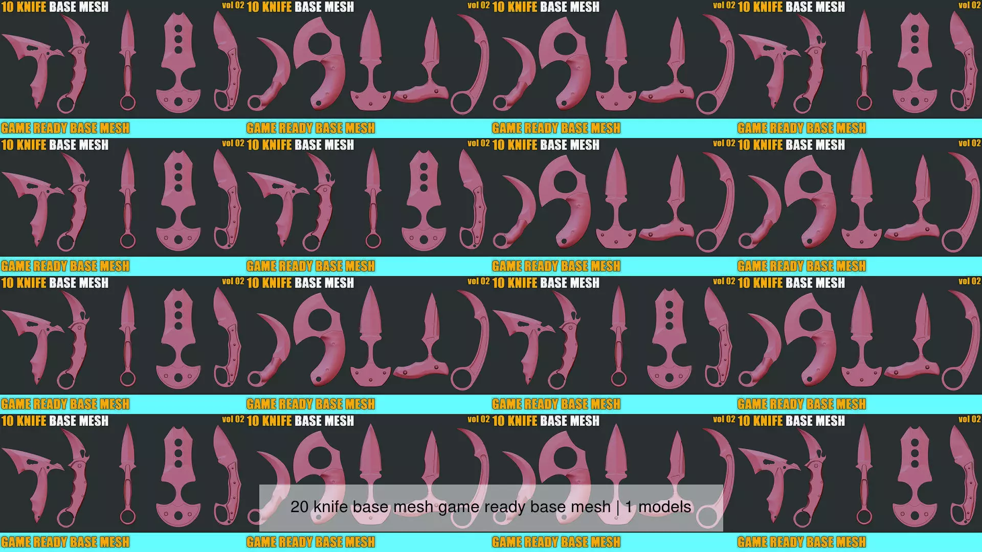 20 knife base mesh game ready base mesh 3D Model Collection_0