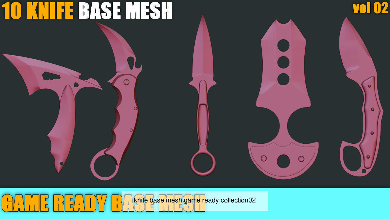 20 knife base mesh game ready base mesh 3D Model Collection_1