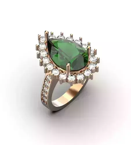 Gemstone ring Pear stone ring Gold diamond ring 