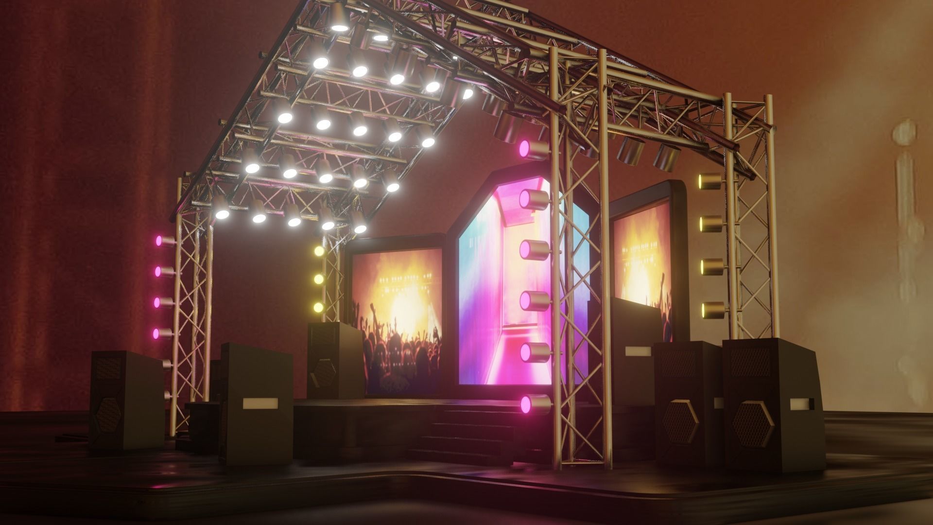 Entertainment Concert Event Stage 3D Model with Light 3D model_11