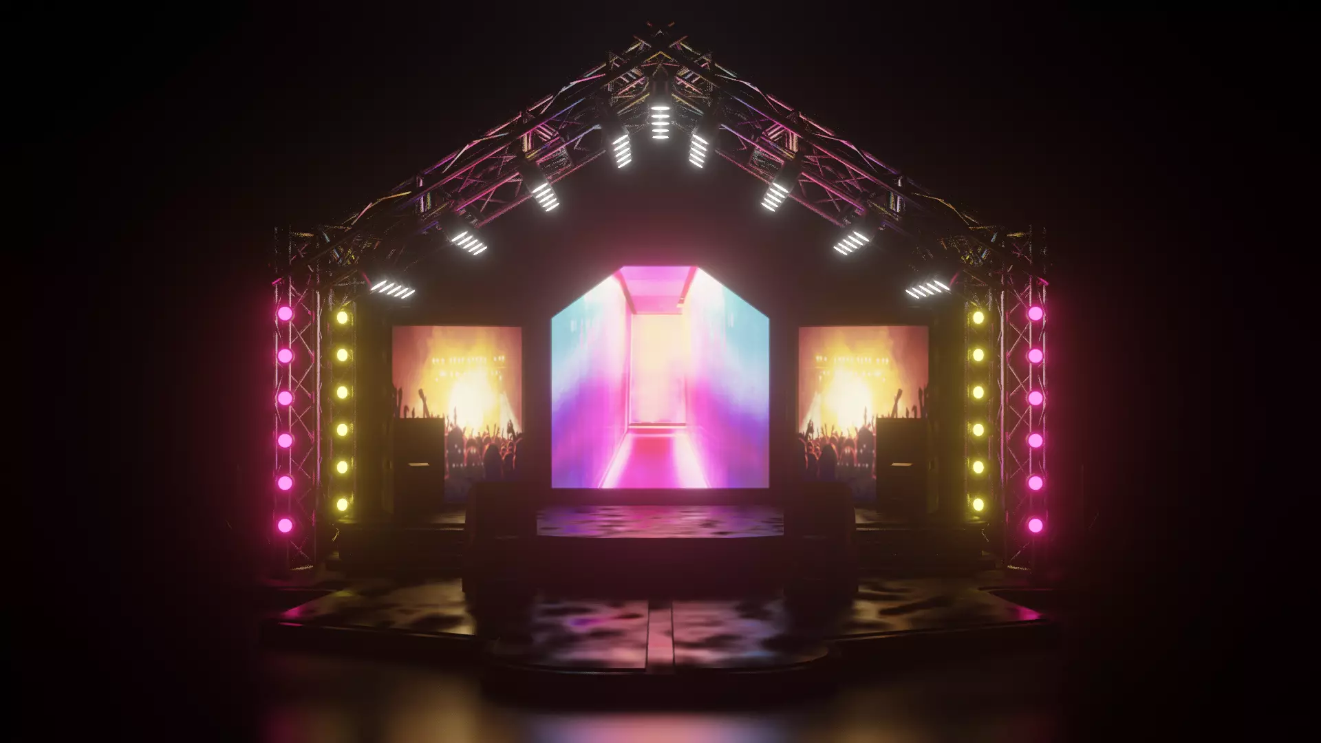 Entertainment Concert Event Stage 3D Model with Light 3D model_0