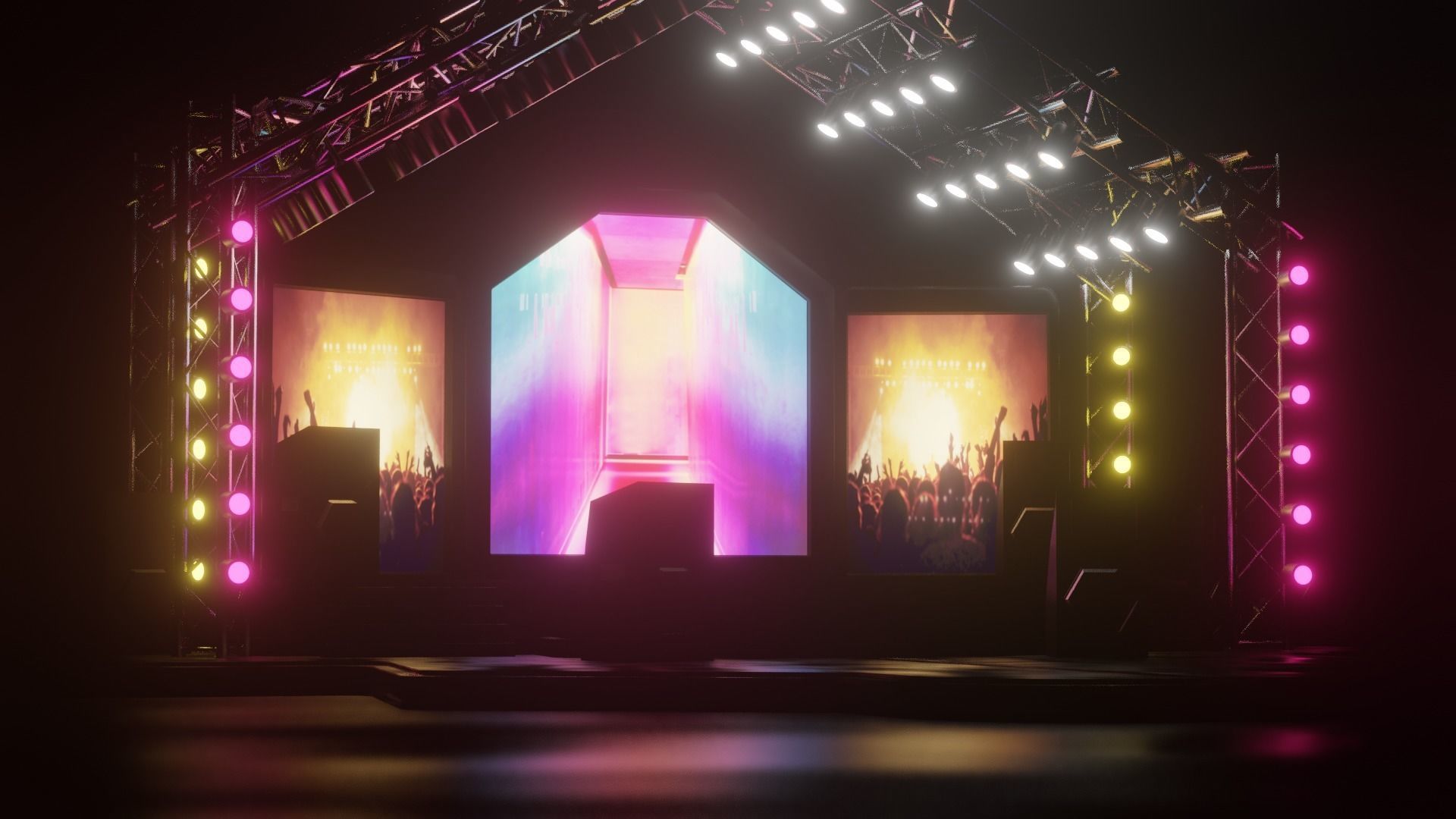 Entertainment Concert Event Stage 3D Model with Light 3D model_3