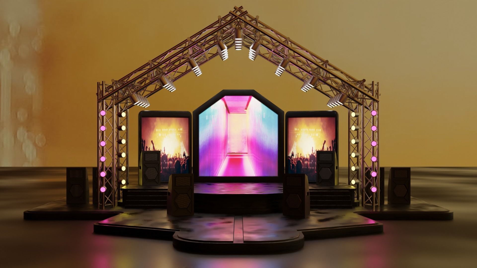 Entertainment Concert Event Stage 3D Model with Light 3D model_12