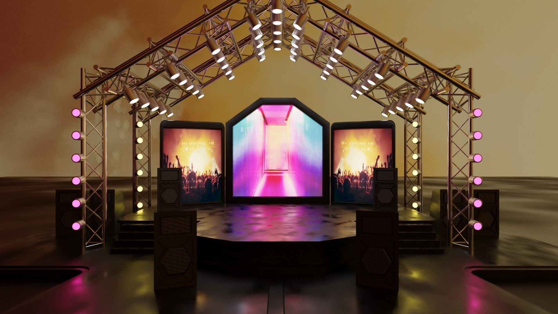Entertainment Concert Event Stage 3D Model with Light 3D model_16