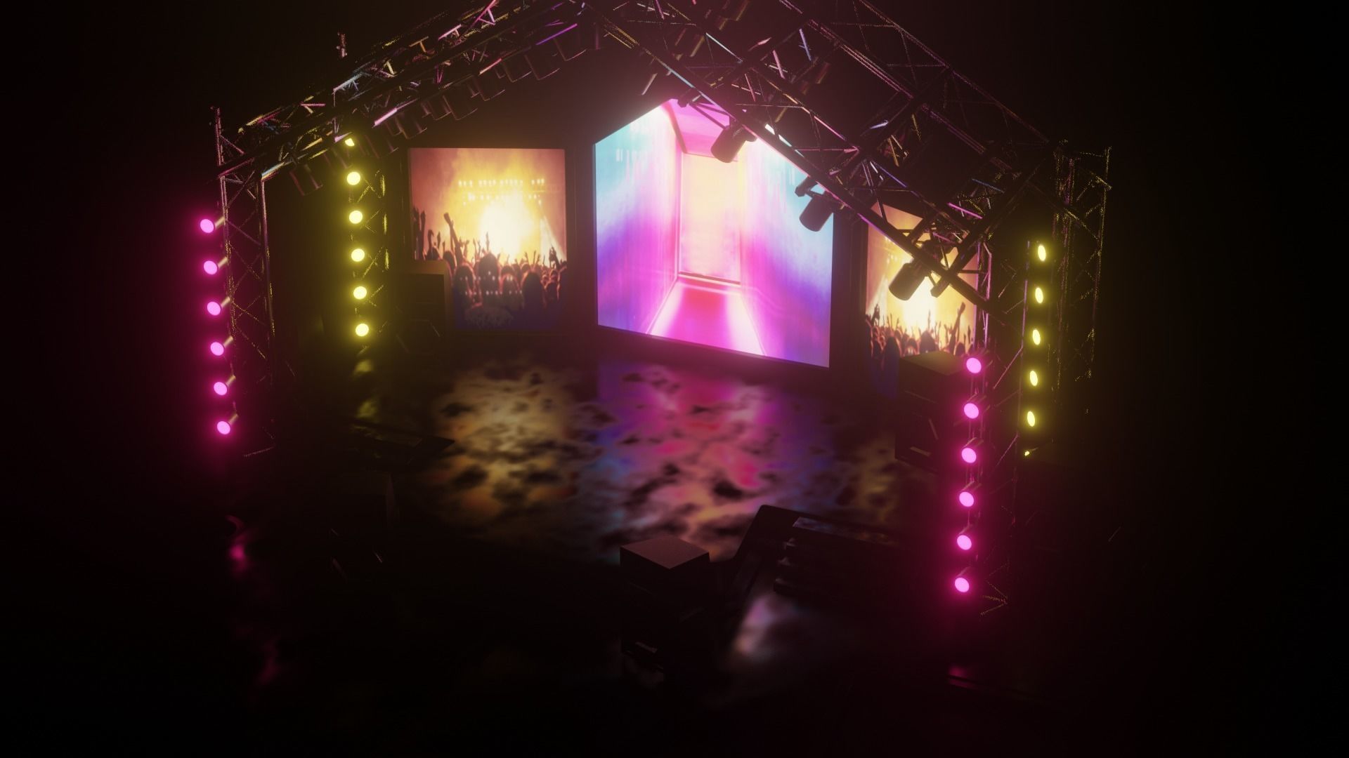 Entertainment Concert Event Stage 3D Model with Light 3D model_2