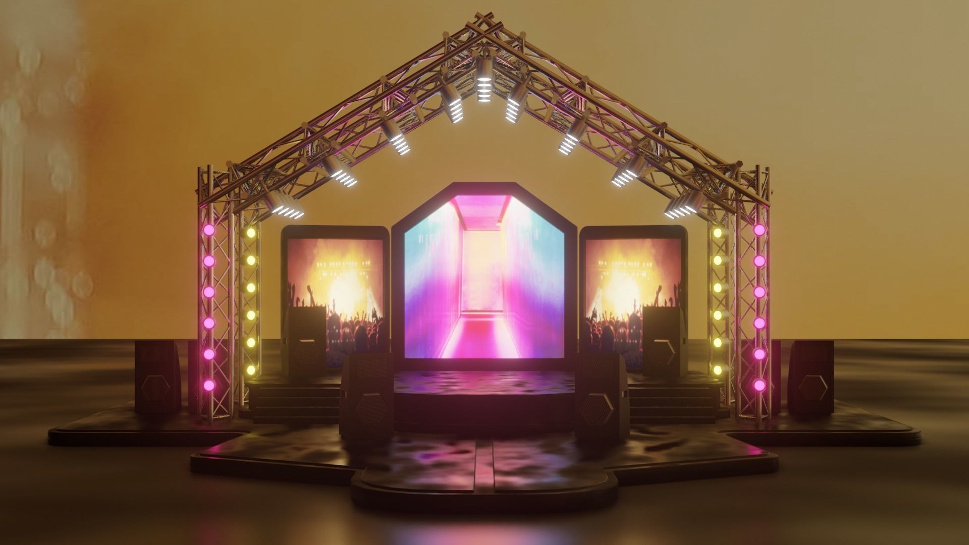 Entertainment Concert Event Stage 3D Model with Light 3D model_6