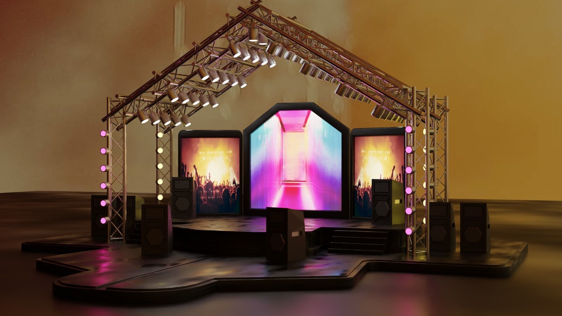 Entertainment Concert Event Stage 3D Model with Light 3D model_13
