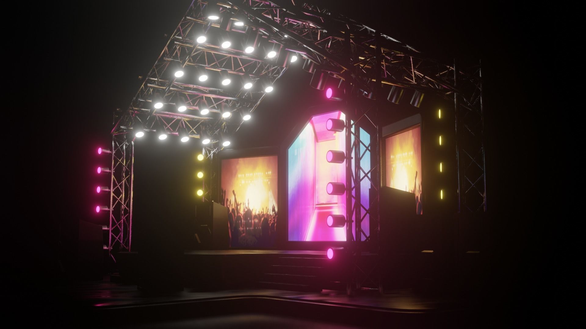 Entertainment Concert Event Stage 3D Model with Light 3D model_5
