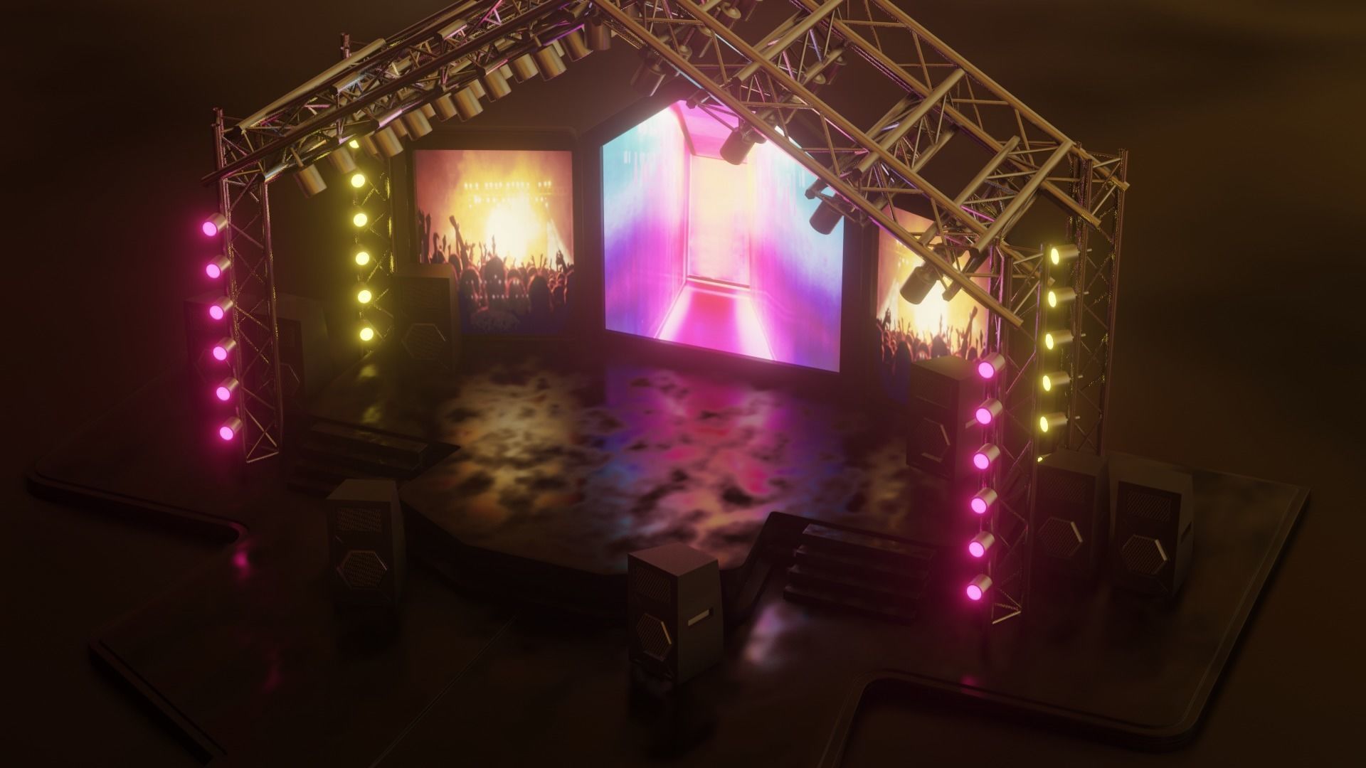 Entertainment Concert Event Stage 3D Model with Light 3D model_8