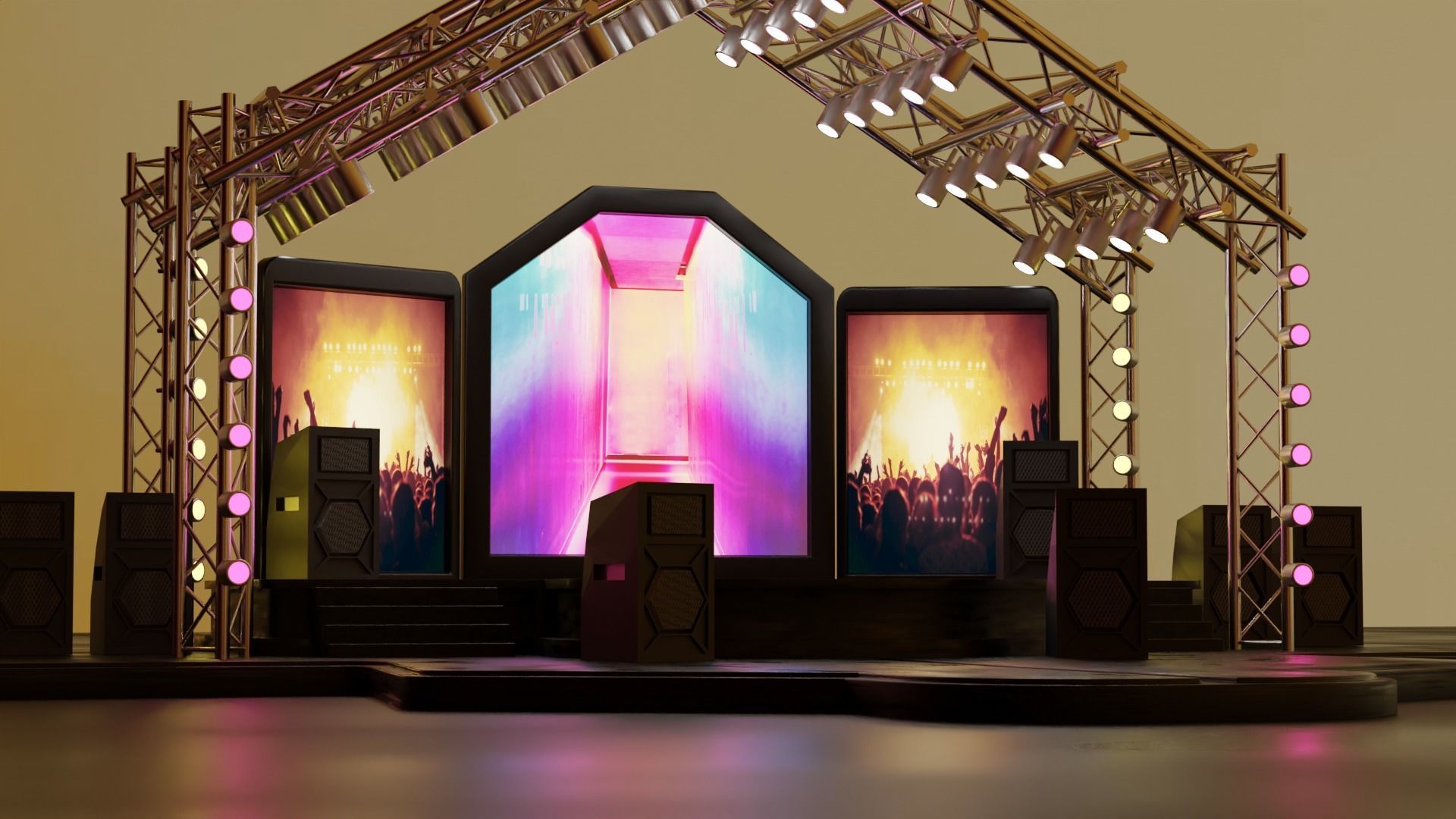 Entertainment Concert Event Stage 3D Model with Light 3D model_15