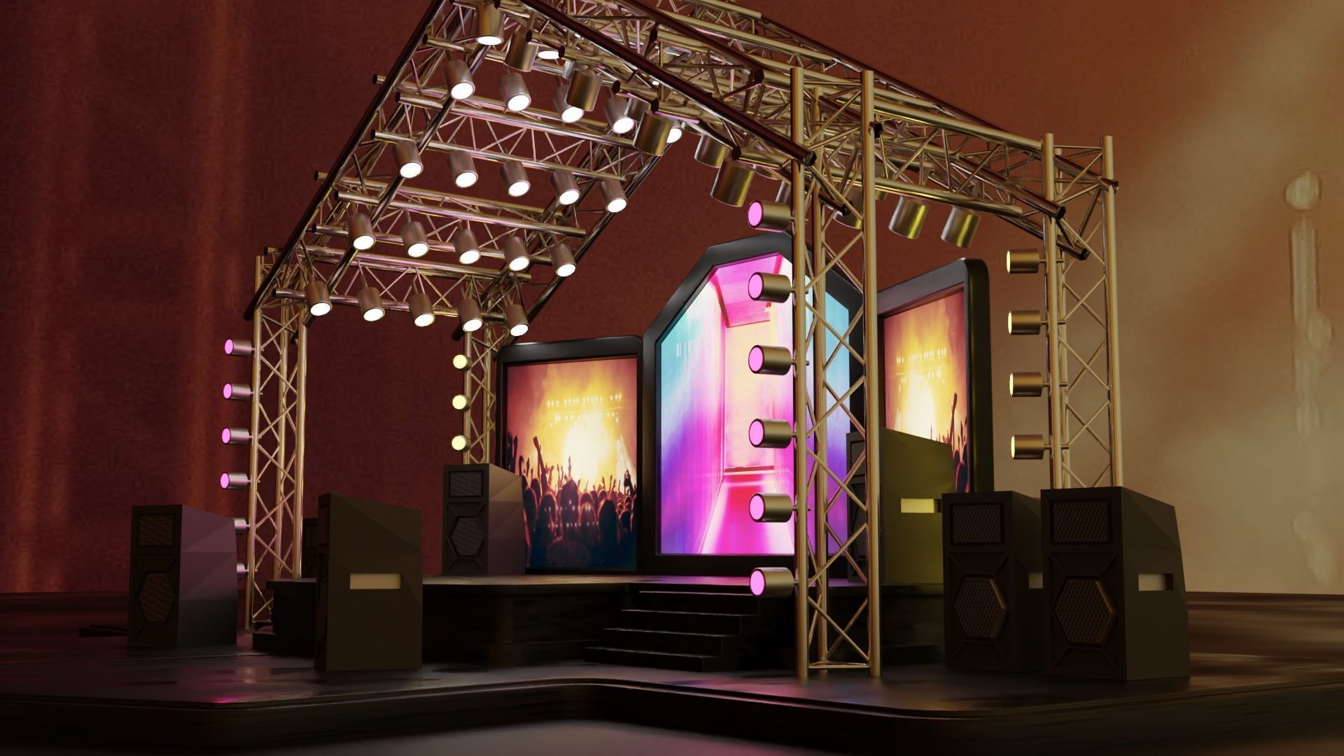 Entertainment Concert Event Stage 3D Model with Light 3D model_17