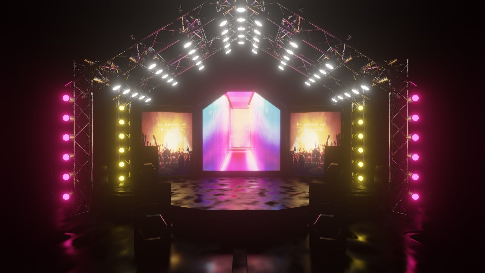 Entertainment Concert Event Stage 3D Model with Light 3D model_4